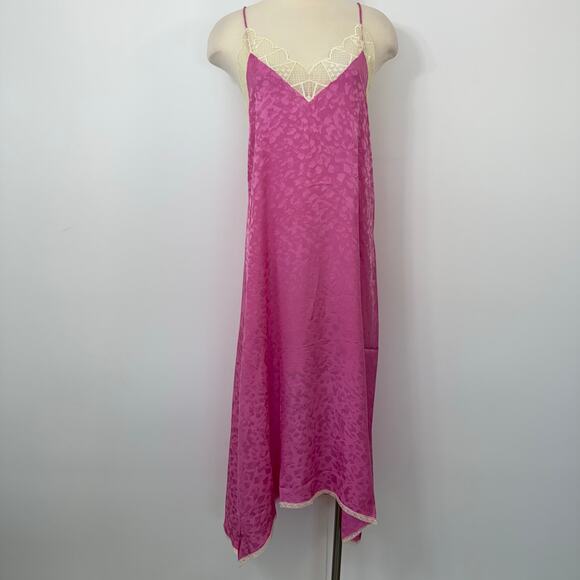 Zadig and Voltaire Risty Silk Slip Midi Dress in Pink with Lace Trim S - Picture 2 of 11